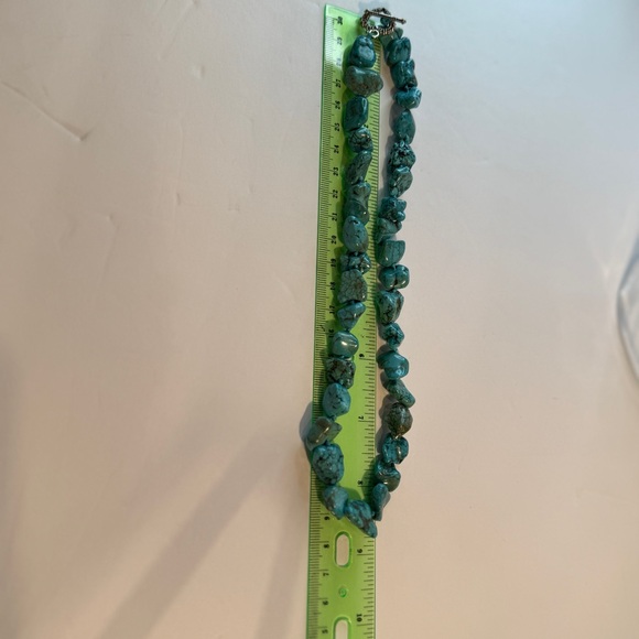 🆕 Faux Chunky Turquoise Nugget Necklace w/ Heart Toggle Clasp – Bold & Beautiful - Picture 8 of 16